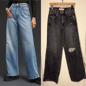 NWT AMO Frida Flare In Frosty Black High Rise Denim Size 25 Grunge 70’s Hippie